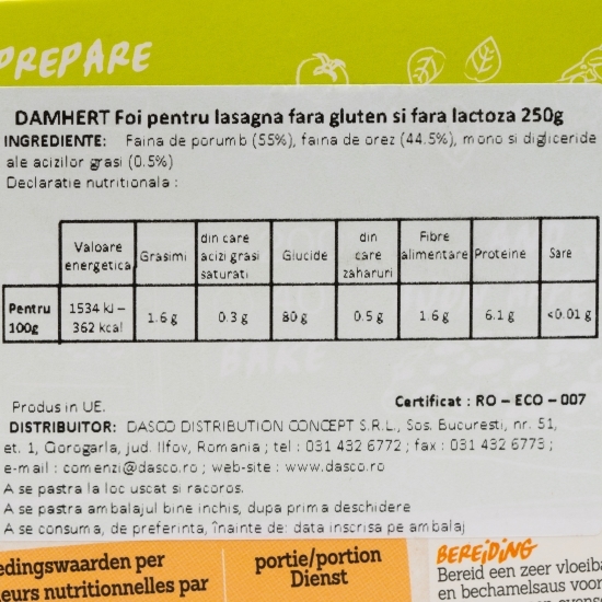 Paste foi pentru Lasagna, fără gluten și fără lactoză 250g