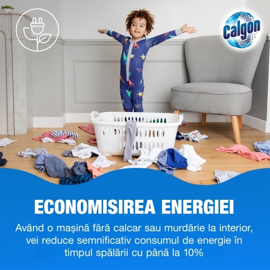 Soluție gel Anticalcar pentru mașina de spălat Calgon 4în1, 30 spălări, 1.5l