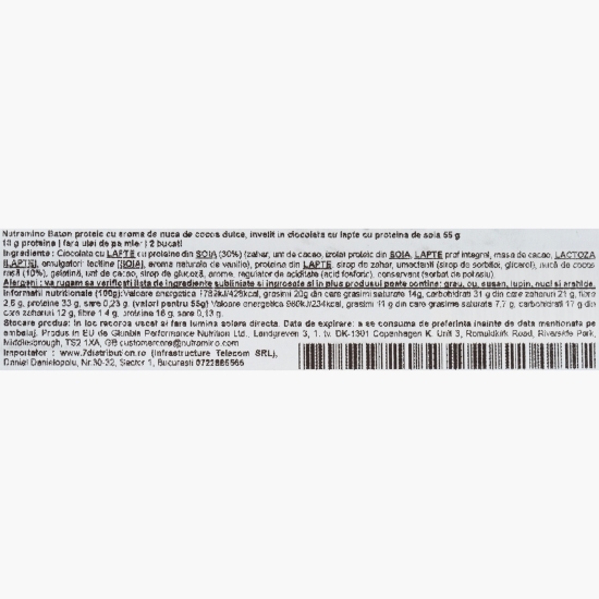 Baton proteic cu aromă de nucă de cocos 55g