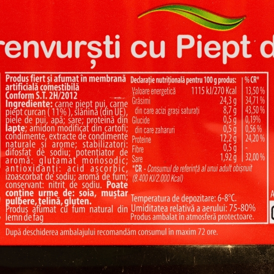 Crenvurști cu piept de curcan 470g
