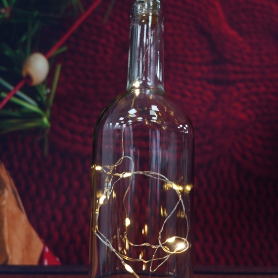 Instalație Crăciun, 1 metru, 10 LED-uri, alb cald, cu baterii