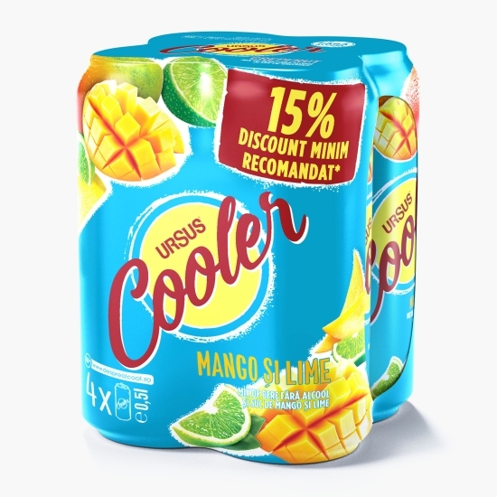 Bere fără alcool mango&lime doză 4x0.5l