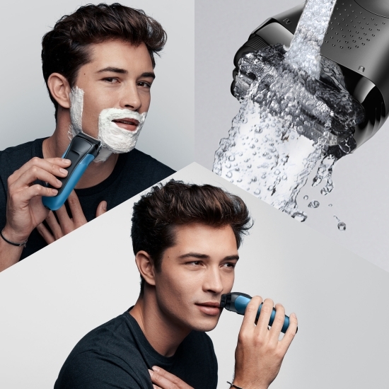 Aparat de ras electric Series 3 Shave&Style 310BT Wet&Dry 3 lame flexibile + cap trimmer, 5 piepteni, negru/albastru