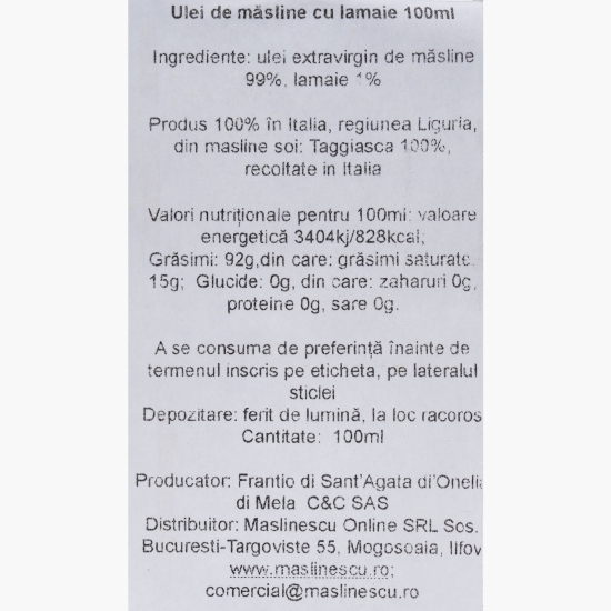 Măslinescu - Ulei de măsline extravirgin aromatizat cu lămâie 100ml