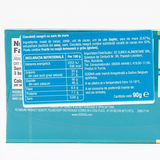 Ciocolată neagră cu sare de mare 90g