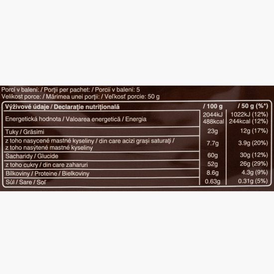 Batoane de ciocolată cu lapte, cu caramel și alune prăjite, 5x50g
