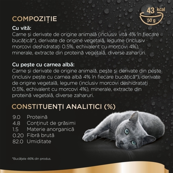 Hrană umedă pentru pisici adulte, 6x 50g, cu vită și cu peste cu carnea albă 