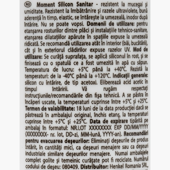 Silicon sanitar baie/bucătărie, transparent, 280ml 