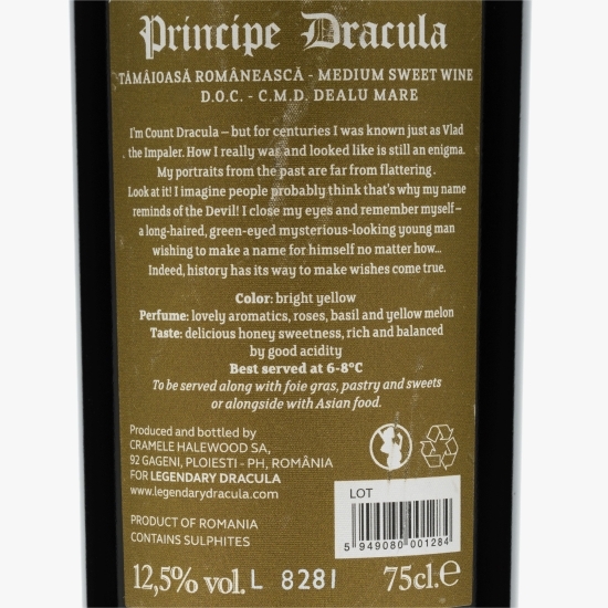 Vin alb demidulce Tămâioasă Românească, 12.5%, 0.75l