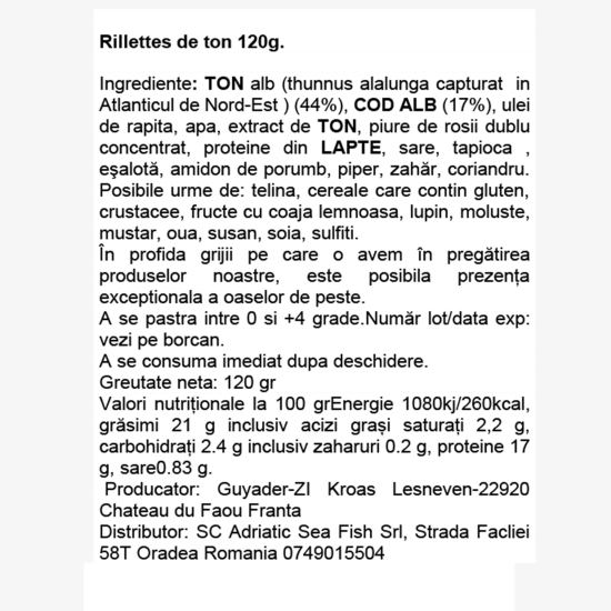 Rillettes de ton alb 120g