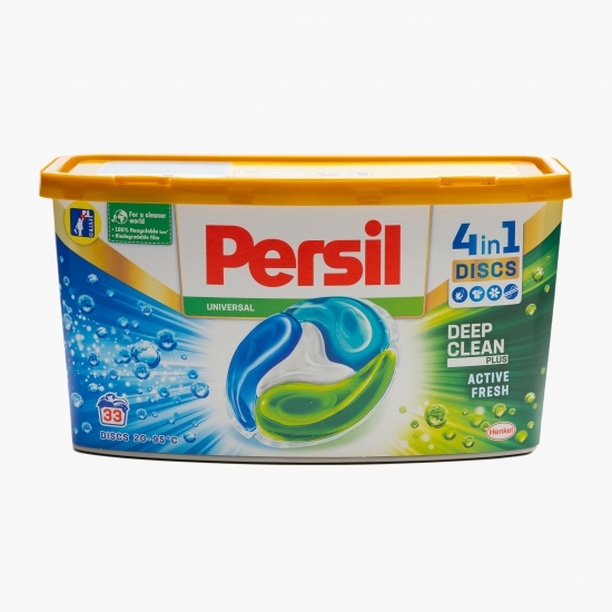 Detergent de rufe capsule, universal, Discs 4în1, Deep Clean Plus, Active Fresh, 33 spălări