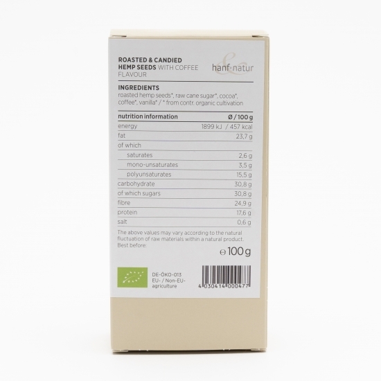 Snack din semințe de cânepă eco, aromă cappuccino 100g
