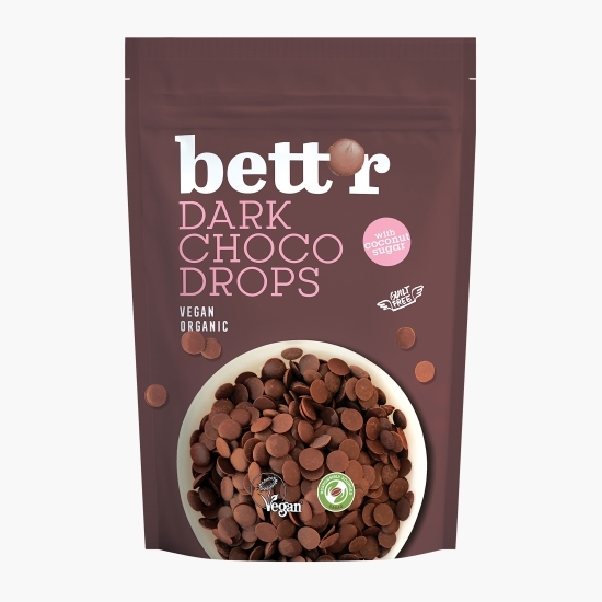 Picături eco de ciocolată neagră Choco drops, vegan 200g