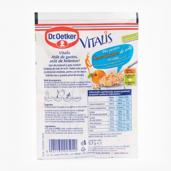 Mix pentru super gustare de ovăz Vitalis cu caise 57g