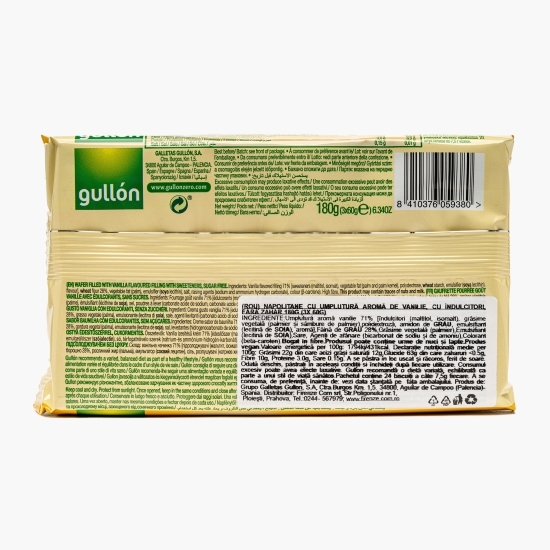 Napolitane cu umplutură aromă de vanilie, fără zahăr adăugat 180g