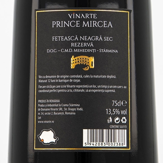 Vin roșu sec Fetească Neagră, 13.5%, 0.75l