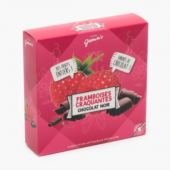 Zmeură liofilizată învelită în ciocolată neagră 50g
