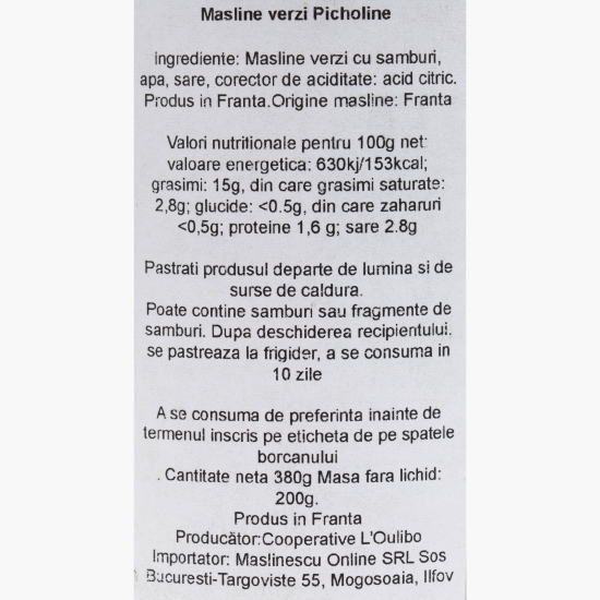 Măslinescu - Măsline verzi Picholine 380g