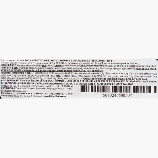 Proteine din zer 100% Whey Gold Standard, aromă ciocolată, 465g 