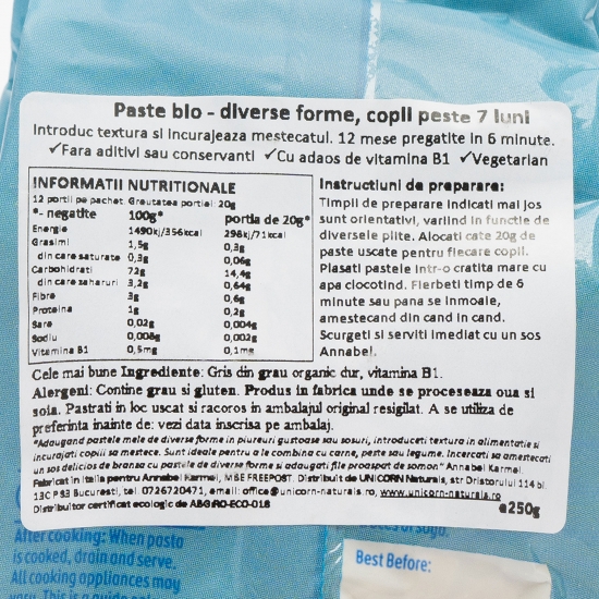 Paste eco diverse forme, copii peste 7 luni 250g
