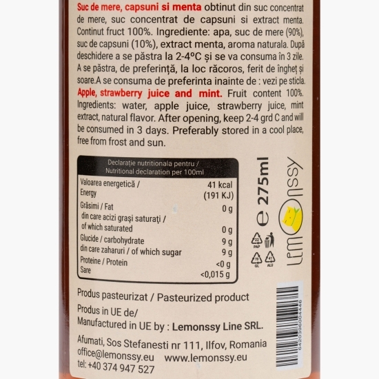 Suc natural de măr, căpșuni și mentă 0.275l