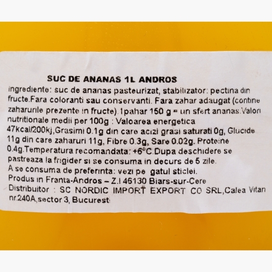 Suc de ananas fără zahăr adăugat 1l