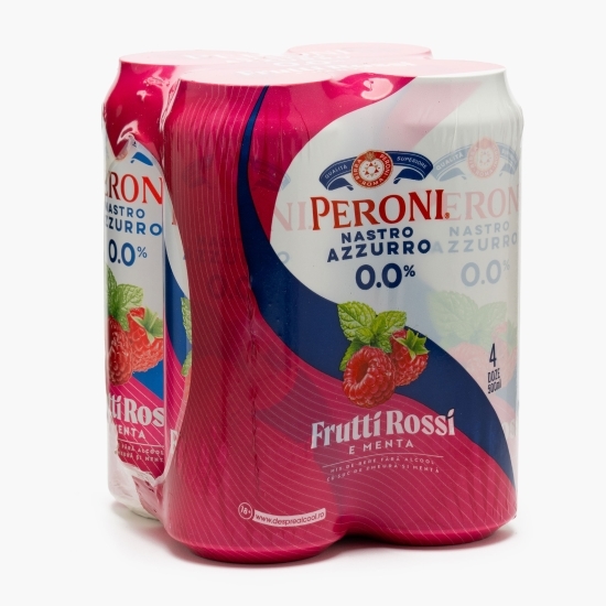 Bere fără alcool cu zmeură și mentă Frutti Rossi, doză, 4x500ml