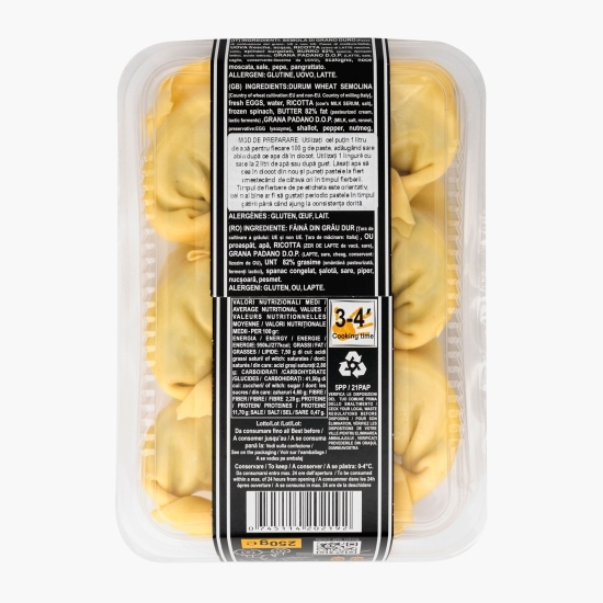 Paste proaspete Tortelloni cu umplutură de ricotta și spanac 250g
