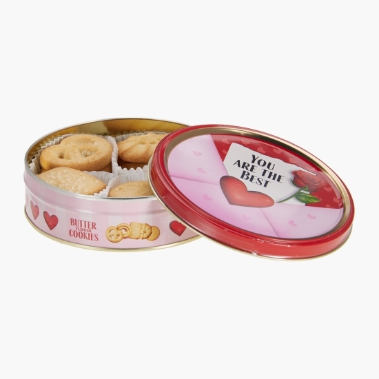 Biscuiți cu aromă de unt în cutie metalică, Love Letter, 114g