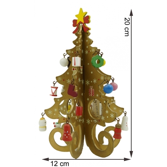 Decorațiune Crăciun Brad auriu, 6 cavități cu ornamente, 12cm x 20cm
