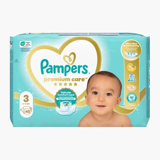 Scutece Premium Care, mărimea 3, 6-10kg, 40 buc