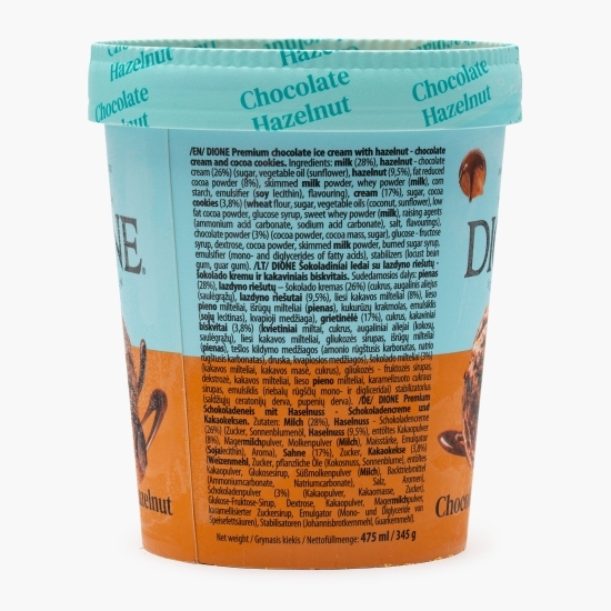 Înghețată premium de ciocolată cu alune și biscuiți cu cacao, 475ml (345g)