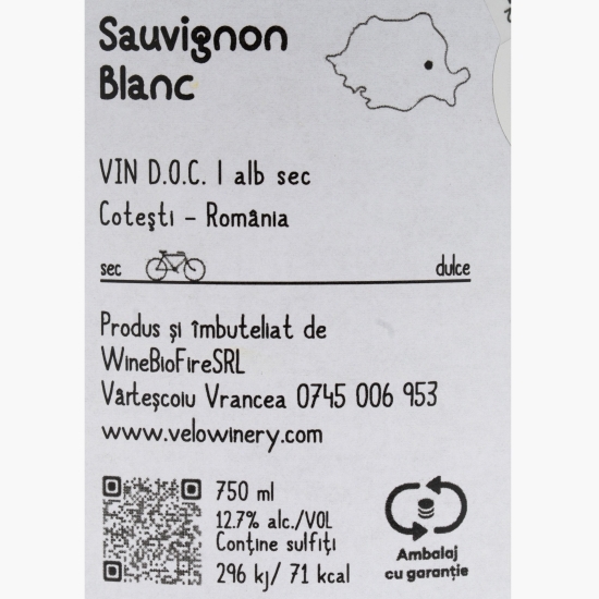 Vin alb sec Sauvignon Blanc, 12.7%, 750ml