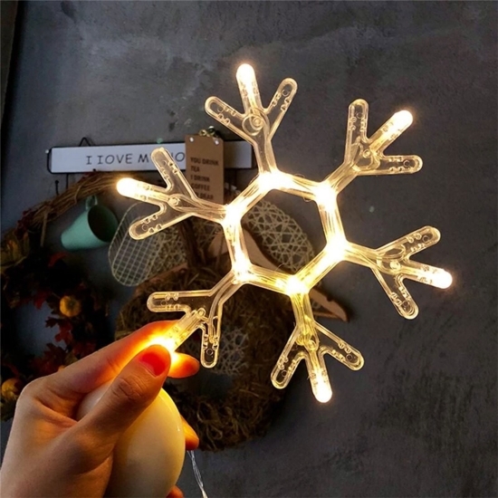 Decorațiune de Crăciun luminoasă în formă de Fulg, cu ventuză, 19x19 cm