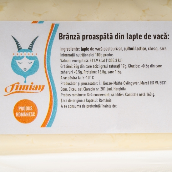 Brânză proaspătă din lapte de vacă 160g