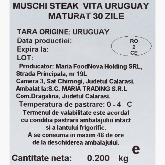 Mușchi steak vită Uruguay, maturat 30 de zile 200g