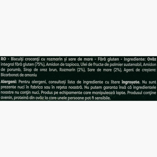 Felii pâine crocantă cu rozmarin din ovăz fără gluten 150g