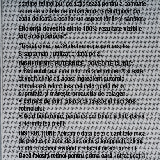 Cremă pentru ochi anti-îmbătrânire Retinol Boost 15ml