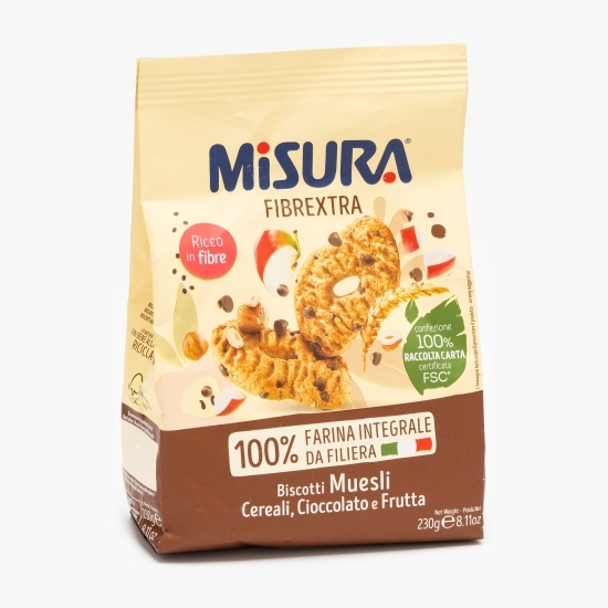 Biscuiți cu musli, ciocolată și fructe 230g