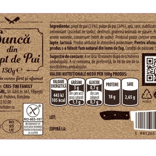 Șuncă din piept de pui 150g