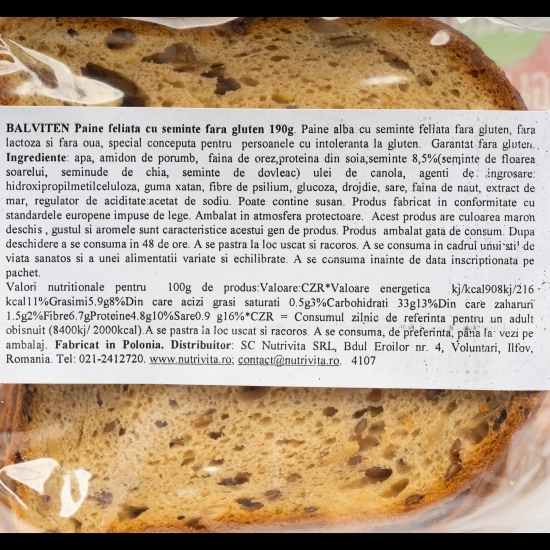 Pâine feliată cu semințe fără gluten 190g