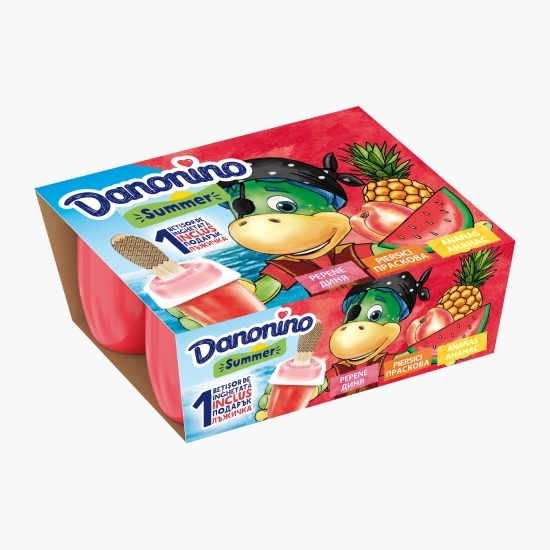 Brânzică de vaci pentru copii cu piure de pepene, piersici și ananas 6x50g