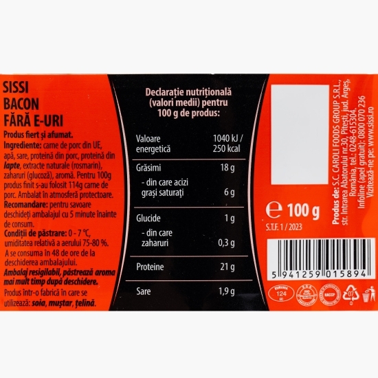 Bacon fără E-uri 100g
