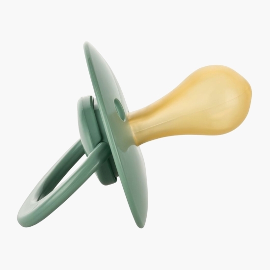 Suzetă cu tetină din latex rotundă, multicoloră cu inel, 0-24 luni