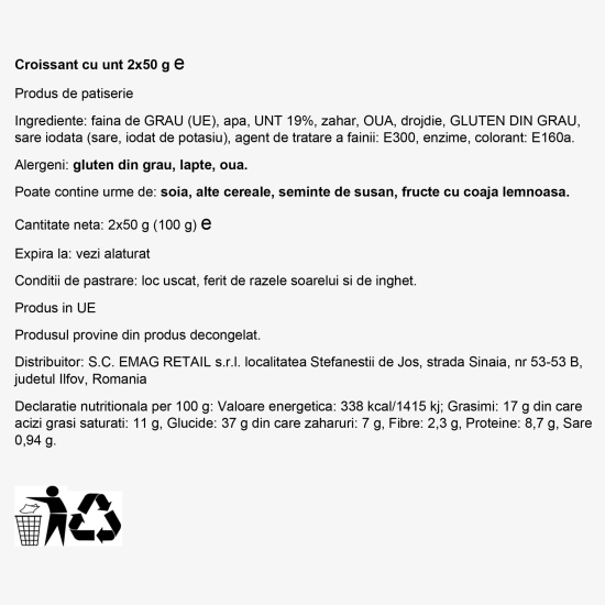 Croissant cu unt 19%, 2x50g
