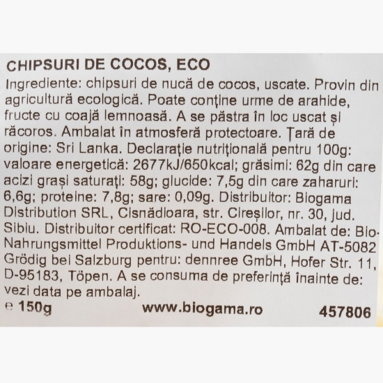 Chipsuri de cocos eco, 150g