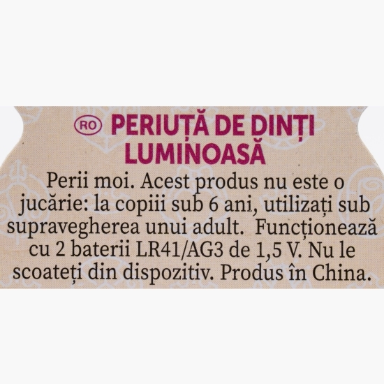 Periuță de dinți pentru copii, cu cronometru luminos și ventuză, Disney Princess