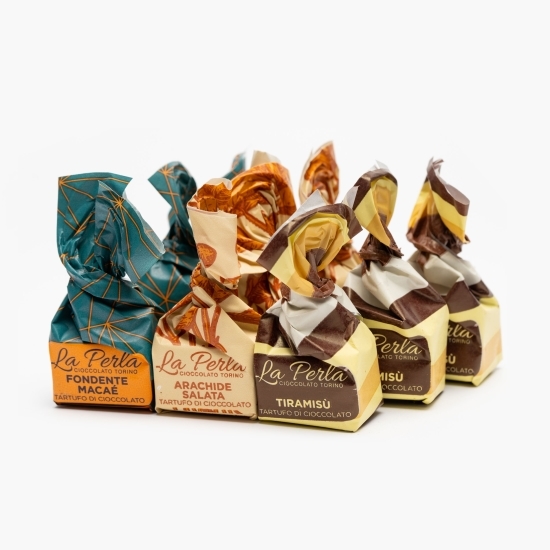 Trufe de ciocolată asortate (arome tiramisu, arahide sărate, Dark Macae) 260g