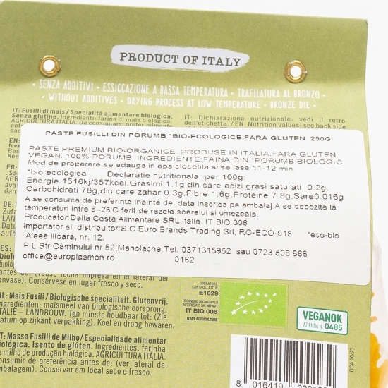  Paste fusulli eco din porumb fără gluten 250g