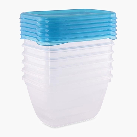 Set 6 recipiente rectangulare, cu capac pentru păstrarea hranei, 0.25 litri
